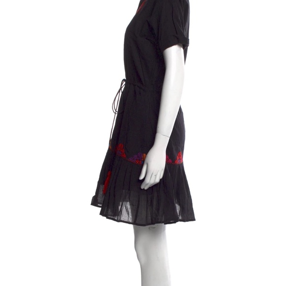 CAROLINA K Natalie Black Embroidered Shirt Dress Size Medium - Picture 3 of 11